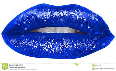 Blue Lips With Glitter Stock Vector Illustration Of Lips 95191951