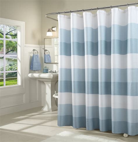 Dainty Home Waffle Weave Ombre Stripe Fabric Shower Curtain 70 X 72