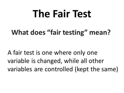 The Fair Test Controlling Variables Teaching Resources