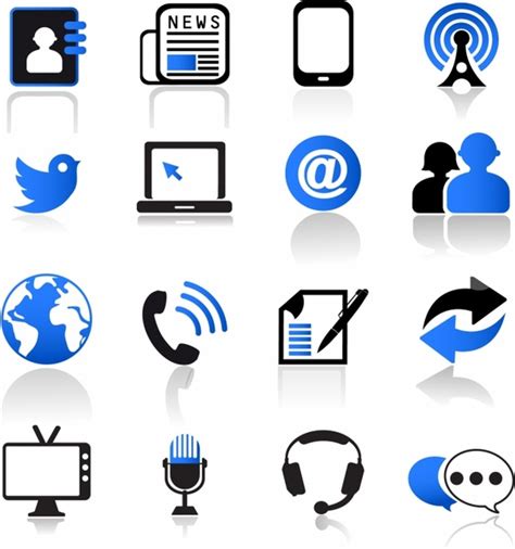 Communication And Media Icons Set Free Vector In Adobe Illustrator Ai
