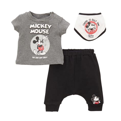 Buy Disney Infant Mickey Mouse Infant Reto Three Piece Set Charcoal