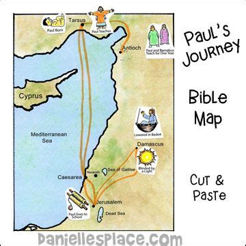 The new testament records paul taking three missionary journeys that spread the message of christ to asia minor and europe. bible map of pauls journey for sunday school www ...