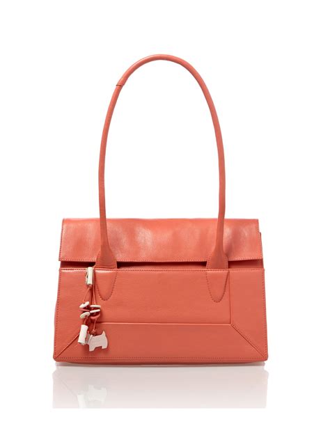 Radley Border Medium Coral Flapover Tote Leather Bag In Orange Coral