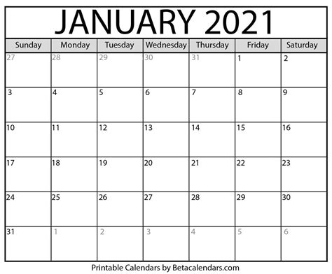 Calendar 2021 January To December Calendar Page