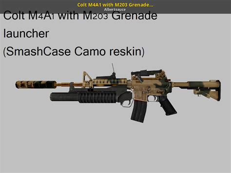 Colt M4a1 With M203 Grenade Launcher Camo Reskin Counter Strike 16
