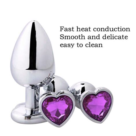 3pcs Insert Plug Adult Anal Sex Toys Butt Stopper Jeweled Heart Plugs