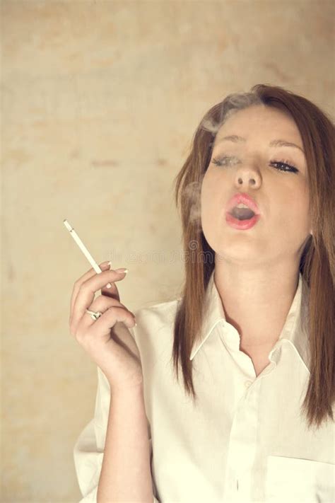 Beautiful Girl Smoking Cigarette Stock Photo Image Of Black Beauty