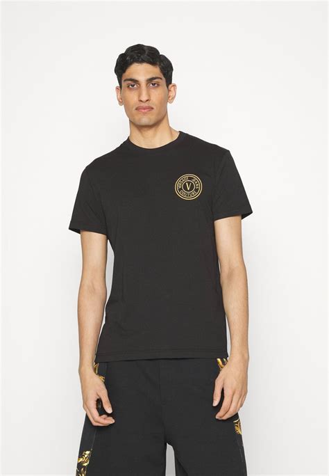 Versace Jeans Couture T Shirt Imprimé Blackgold Colourednoir