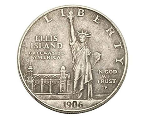 Rare Antique Usa United States 1906 One Dollar Ellis Island Silver