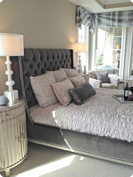 What should i put on my gray bed? gray tufted headboard...want a headboard like this and ...