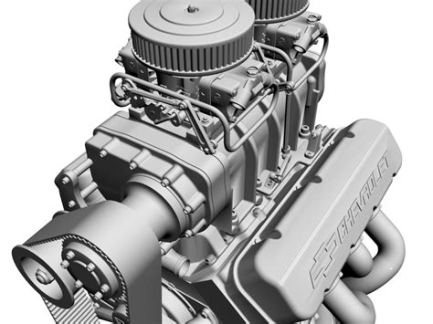Chevrolet Big Block V8 Engine With Blower 3d Model Flatpyramid