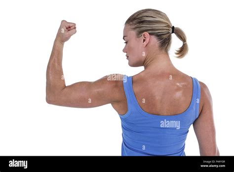 Muscular Woman Flexing Hi Res Stock Photography And Images Alamy
