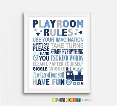 Playroom Rules Printable Wall Art 8x10 11x14 16x20 Digital Print For