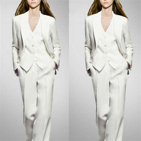 New White Pants Suits For Women Business Work Suits Ladies Formal