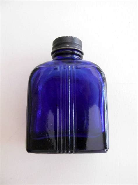 1930s Cobalt Blue Glass Bottle Art Deco Design By Looseendsvintage 29