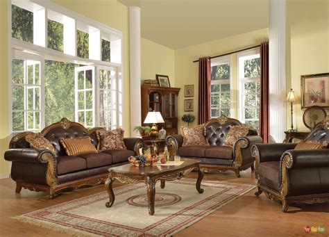Dorothea Traditional Formal Living Room Sofa Set W Wood