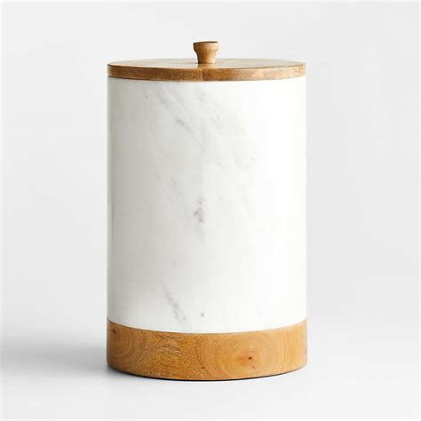 5 Lb Extra Large White Marble Kitchen Canister With Wood Lid Reviews