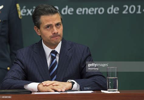 Enrique Pena Nieto Mexicos President Listens During An Event At