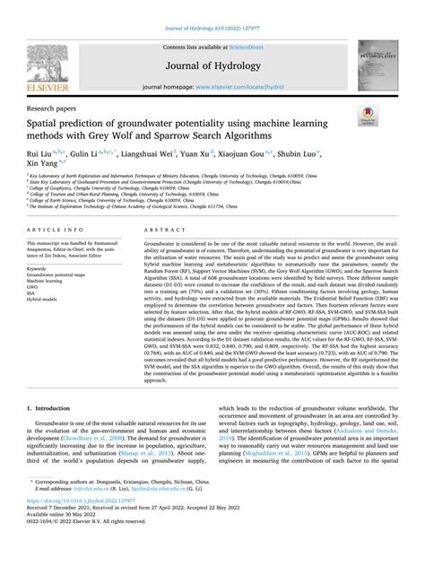 Pdf Spatial Prediction Of Groundwater Potentiality Using Machine