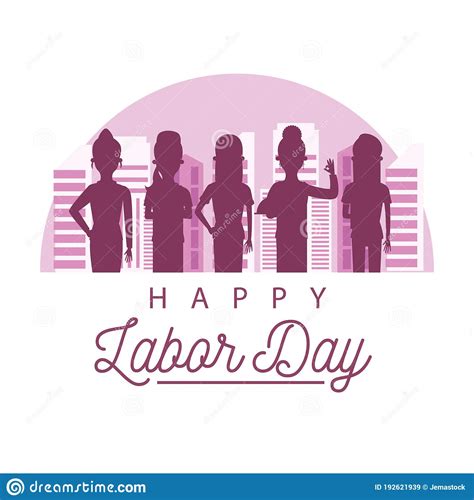 happy labor day celebration with workers silhouette on the city stock vector illustration of
