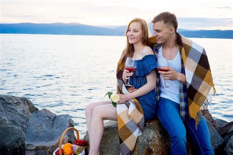 Romantic Picnic By The Lake Stock Image Image Of Attractive Food
