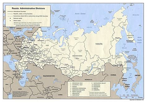 Large Detailed Administrative Divisions Map Of Russia 1993 Vidiani