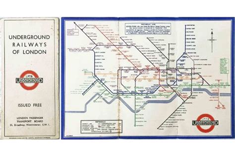 1933 London Underground H C Beck Diagrammatic Card Pocket Map From The