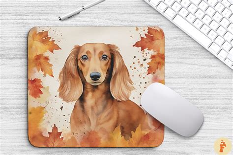 Cute Dachshund And Autumn Mouse Pad Graphic By Foxmia Creative Fabrica