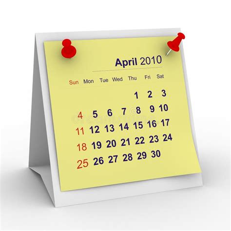 Calendario Del Abril De 2010 Stock De Ilustración Ilustración De