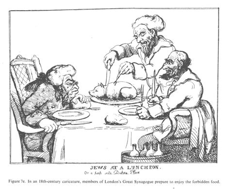 in an 18th century cartoon members of london s great synagogue prepare to enjoy the forbidden