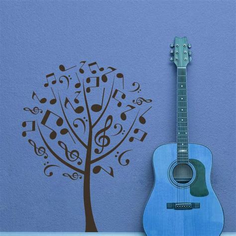 Music Note Tree Wall Decal Treble Clef Floral Patterns Vinyl Sticker