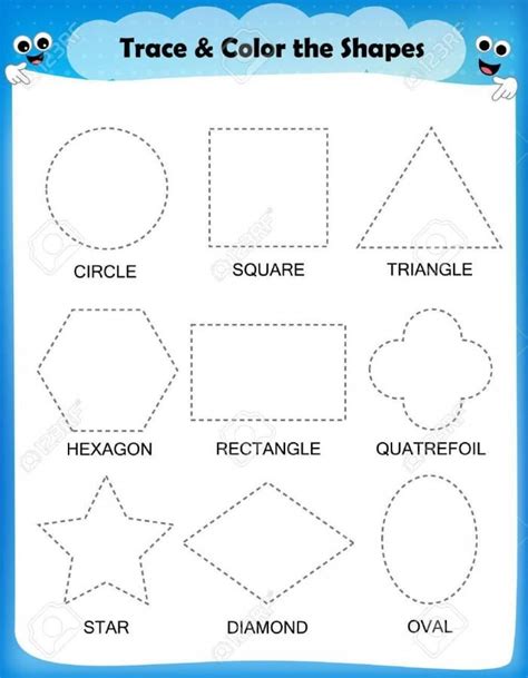 Trace And Color Shapes Worksheets 99worksheets