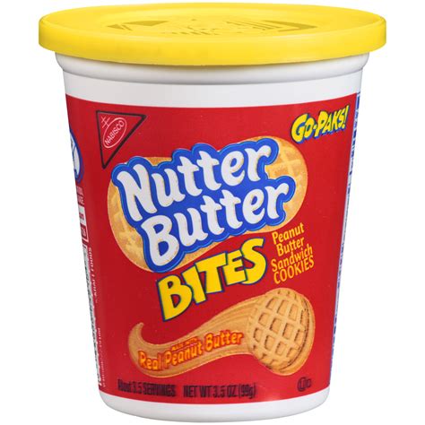 One package of nutter butter peanut butter sandwich cookies. Nabisco Nutter Butter Bites, Go Paks, Peanut Butter ...