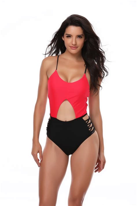 Sexy Patchwork Swimsuit Women One Piece Swimsuit With Pad Bodysuit