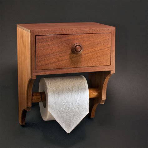 Unique Toilet Paper Holder With Drawer And Shelf Premium Hardwood