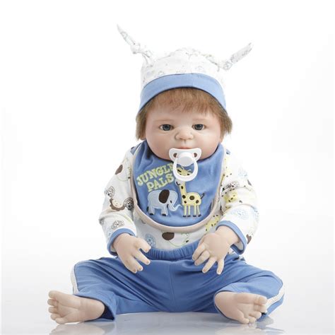 Sanydoll 22 Inches 55cm Silicone Baby Reborn Dolls Blue Suit Lovely