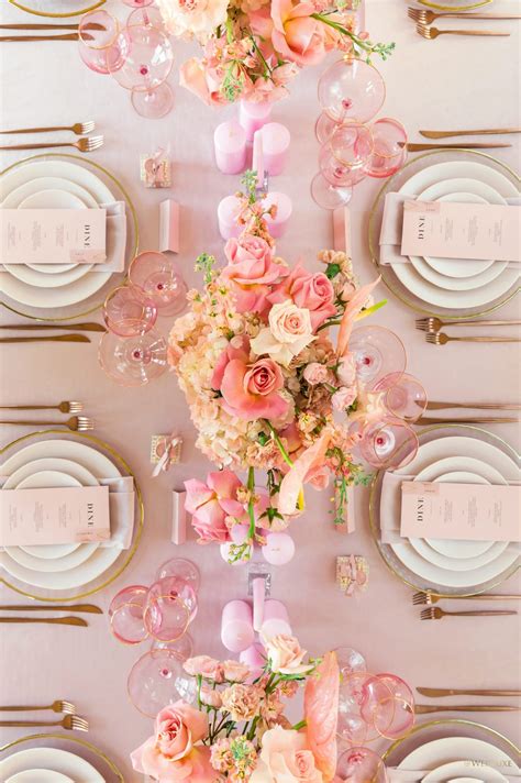 White Space Pink Wedding Pink Tablescape Wedding Decorations