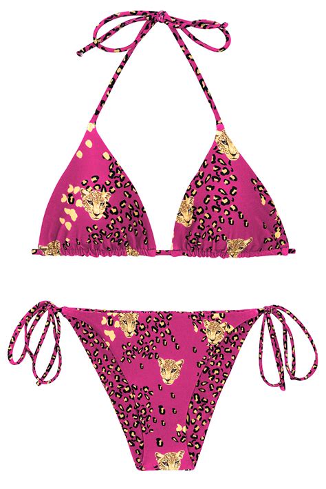 Pink Leopard Print Side Tie Bikini Set Roar Pink Tri Inv Ibiza Comfy
