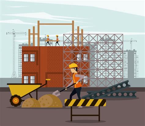 Premium Vector Under Construction Zone With Workers