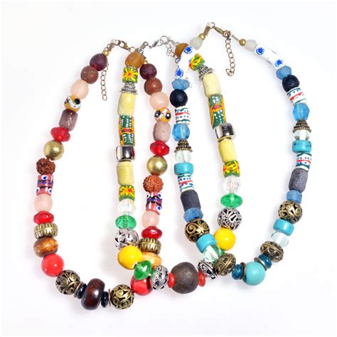 African Traditional Medium Necklace African Trade Beads Jewellery