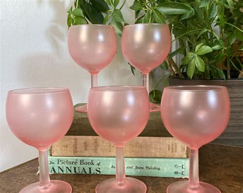 Pink Frosted Wine Glasses Etsy