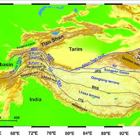A Topographic Map Of The Pamir Tibetan Plateau And Its Surrounding