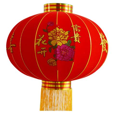 Surwish1 Pcs Red Flocking Cloth Lantern Outdoor New Year Decor Chinese