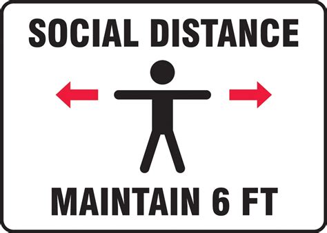 Social Distance Maintain Six Feet Safety Sign Mgnf540