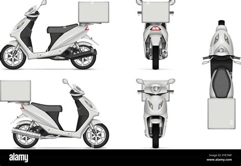 delivery scooter vector mockup  white  vehicle branding corporate identity view  side