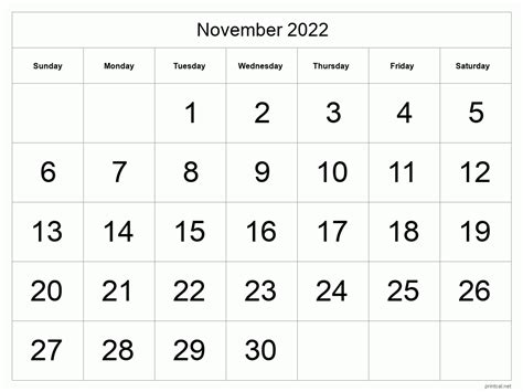 Printable November 2022 Calendar Free Printable Calendars