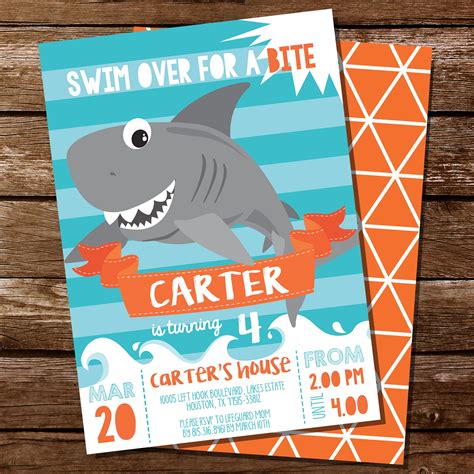 Rincondelasbellezas Shark Themed Invitations
