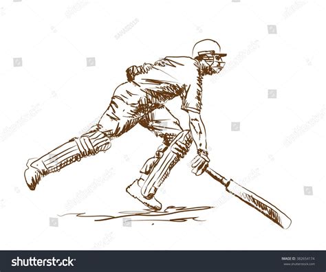 Cricket Batsman Finishing Line In Vector Sketch Vector Sketch Vector