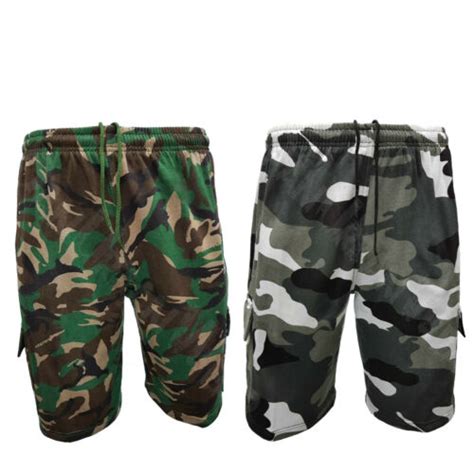 Mens Elasticated Waist Camouflage Cargo Shorts Summer Camo Holiday M