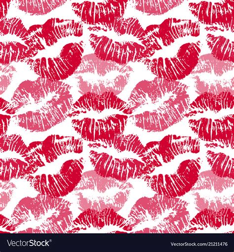 seamless pattern with lipstick kisses lips vector image